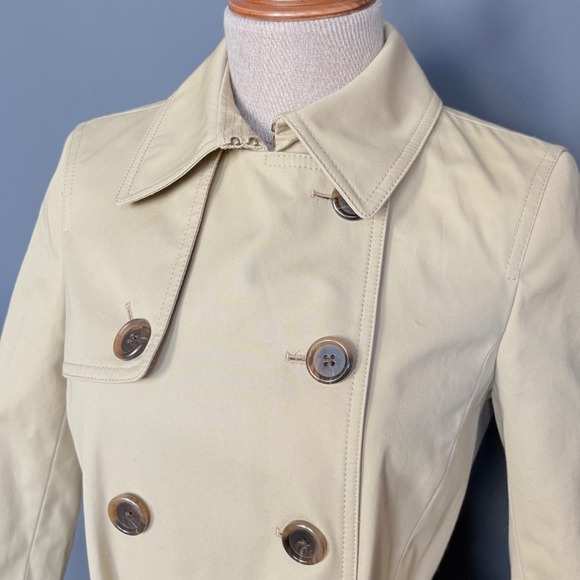 New w/ tags - J Crew Collection Icon Trench Coat | Petite 0 | Light Khaki E1708 - Picture 6 of 13